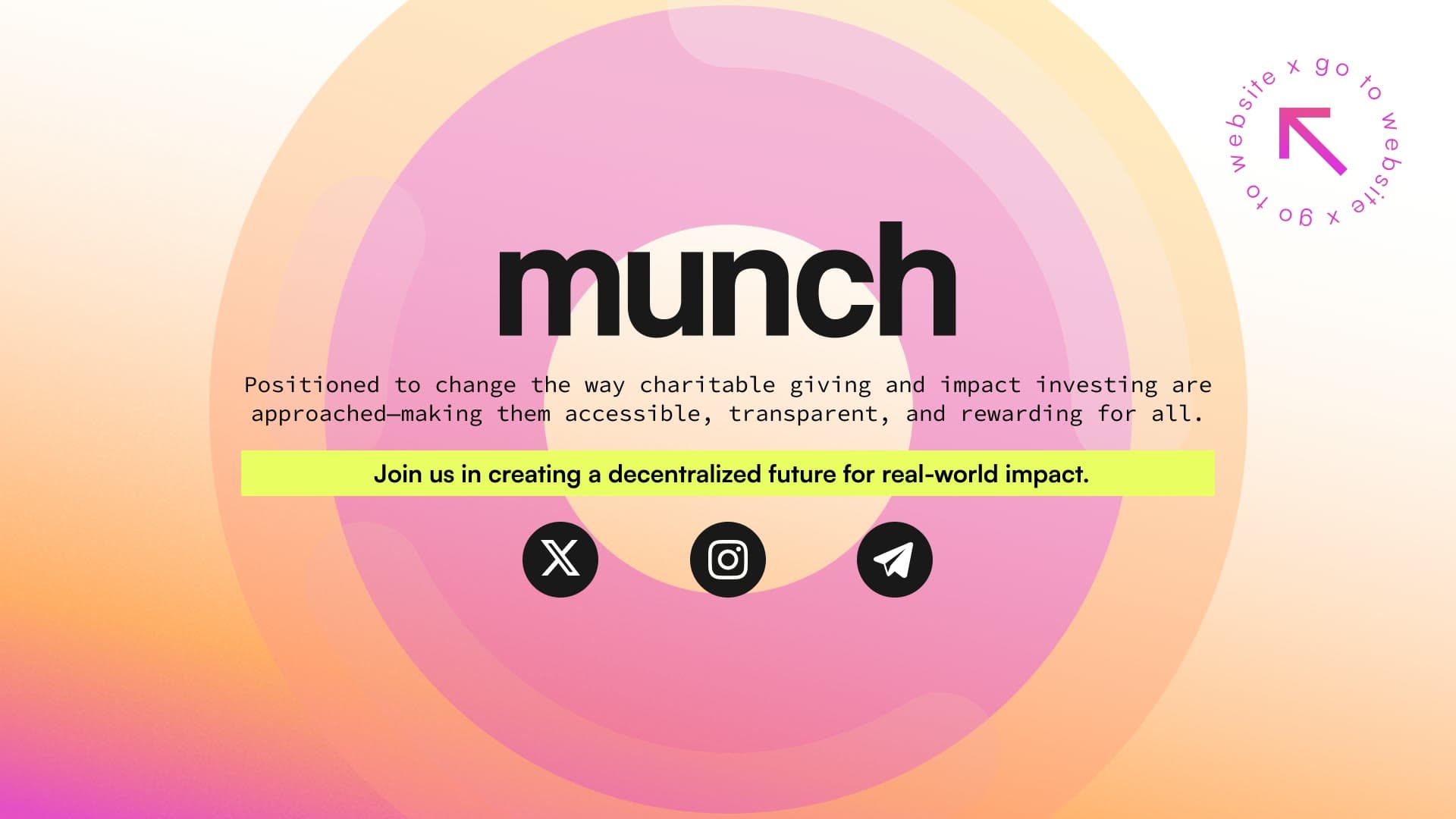 MUNCH brand: logo and positioning on a pink and orange gradient